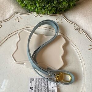 Light Blue Faux Leather Wristlet Strap with Gold Clasp